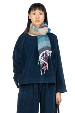 Corduroy Wide Blouse - Iron Blue