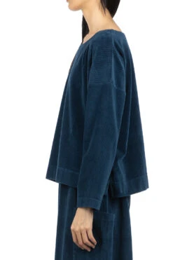 Corduroy Wide Blouse - Iron Blue -ICHI Sales Shop AKoloni Corduroy Wide Blouse Iron Blue 23073002 03