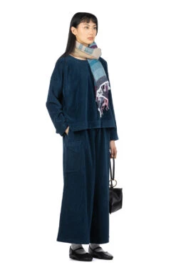Corduroy Wide Blouse - Iron Blue -ICHI Sales Shop AKoloni Corduroy Wide Blouse Iron Blue 23073002 07