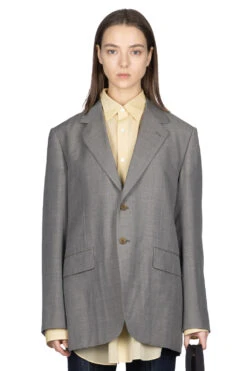 TROPICAL WOOL KID MOHAIR JACKET- Grey Check