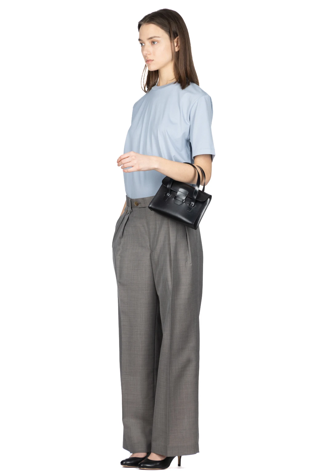 TROPICAL WOOL KID MOHAIR SLACKS - Grey Check 8 TROPICAL WOOL KID MOHAIR SLACKS - Grey Check - Image 6