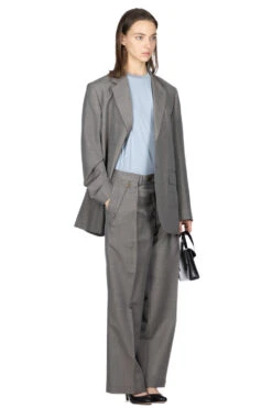 TROPICAL WOOL KID MOHAIR SLACKS - Grey Check 15 TROPICAL WOOL KID MOHAIR SLACKS - Grey Check -ICHI Sales Shop AURALEE TROPICAL WOOL KID MOHAIR SLACKS Grey Check A24SP05WM NOE 07