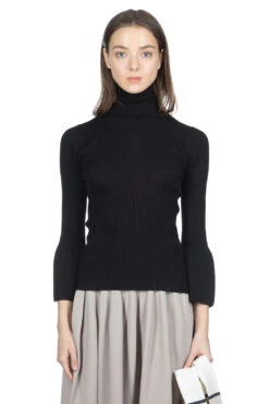 BS Rib Bell Sleeve Top - Black