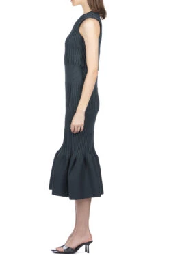 Fluted Sleeveless Mermaid Dress - Shadow Grey -ICHI Sales Shop CFCL Fluted Sleeveless Mermaid Dress Shadow Grey CF007KH109 SG noe 03