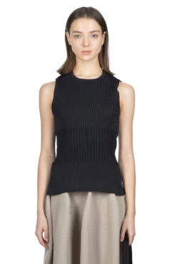 Fluted Sleeveless Top - Black