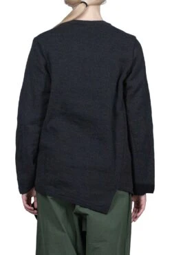 Ruffle Sided Crewneck Sweater - Black -ICHI Sales Shop Comme Des Garcons Comme Des Garcons Ruffle Sided Crewneck Sweater Black RJ N505 noe 0204