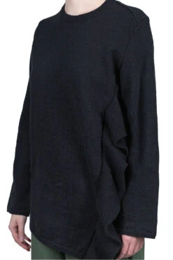 Ruffle Sided Crewneck Sweater - Black -ICHI Sales Shop Comme Des Garcons Comme Des Garcons Ruffle Sided Crewneck Sweater Black RJ N505 noe 0207