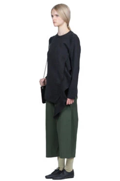 Ruffle Sided Crewneck Sweater - Black -ICHI Sales Shop Comme Des Garcons Comme Des Garcons Ruffle Sided Crewneck Sweater Black RJ N505 noe 0209