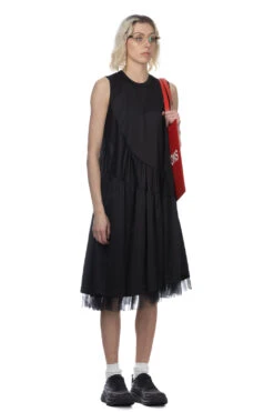 Honeycomb X Nylon Tulle Sleeveless Dress - Black -ICHI Sales Shop Comme Des Garcons Comme Des Garcons honeycomb x nylon tulle sleeveless dress Black RM T011 51 08