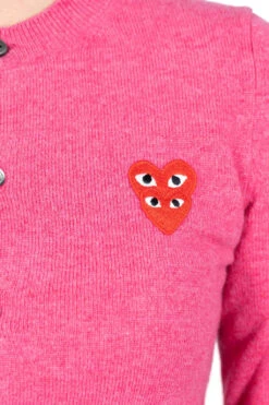 Comme Des Garçons Play Women's Double Heart Cardigan - Pink -ICHI Sales Shop Comme Des Garcons Play Womens Double Heart Cardigan Pink AZ N075 051 4 05