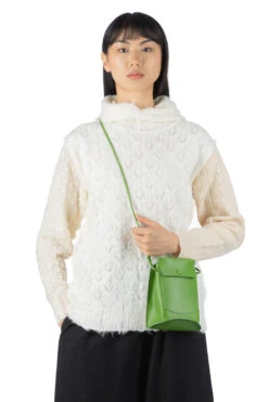 Wool Lace Pattern Mix Sweater - White