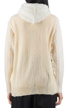 Wool Lace Pattern Mix Sweater - White -ICHI Sales Shop Comme Des Garcons TAO Wool Lace Pattern Mix Sweater White TL N015 noe 04