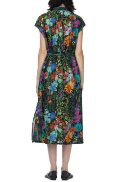 Banded Collar Dress - Black Cotton Floral Lawn -ICHI Sales Shop Engineered Garments Banded Collar Dress Black Cotton Floral Lawn 24S1WG016 WF09204 w