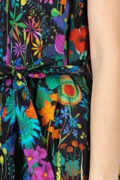 Banded Collar Dress - Black Cotton Floral Lawn -ICHI Sales Shop Engineered Garments Banded Collar Dress Black Cotton Floral Lawn 24S1WG016 WF09206 w