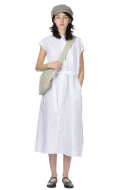 Banded Collar Dress - White 100s 2Ply Broadcloth