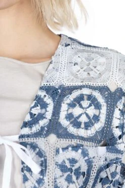 Cutaway Jacket - Blue Grey Polyester Crochet -ICHI Sales Shop Engineered Garments Cutaway Jacket Blue Grey Polyester Crochet 24S1WD006 IB003 05