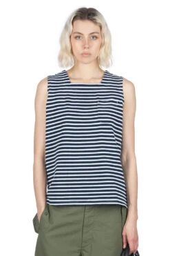 Square Neck Shirt - Navy White PC Stripe Jersey