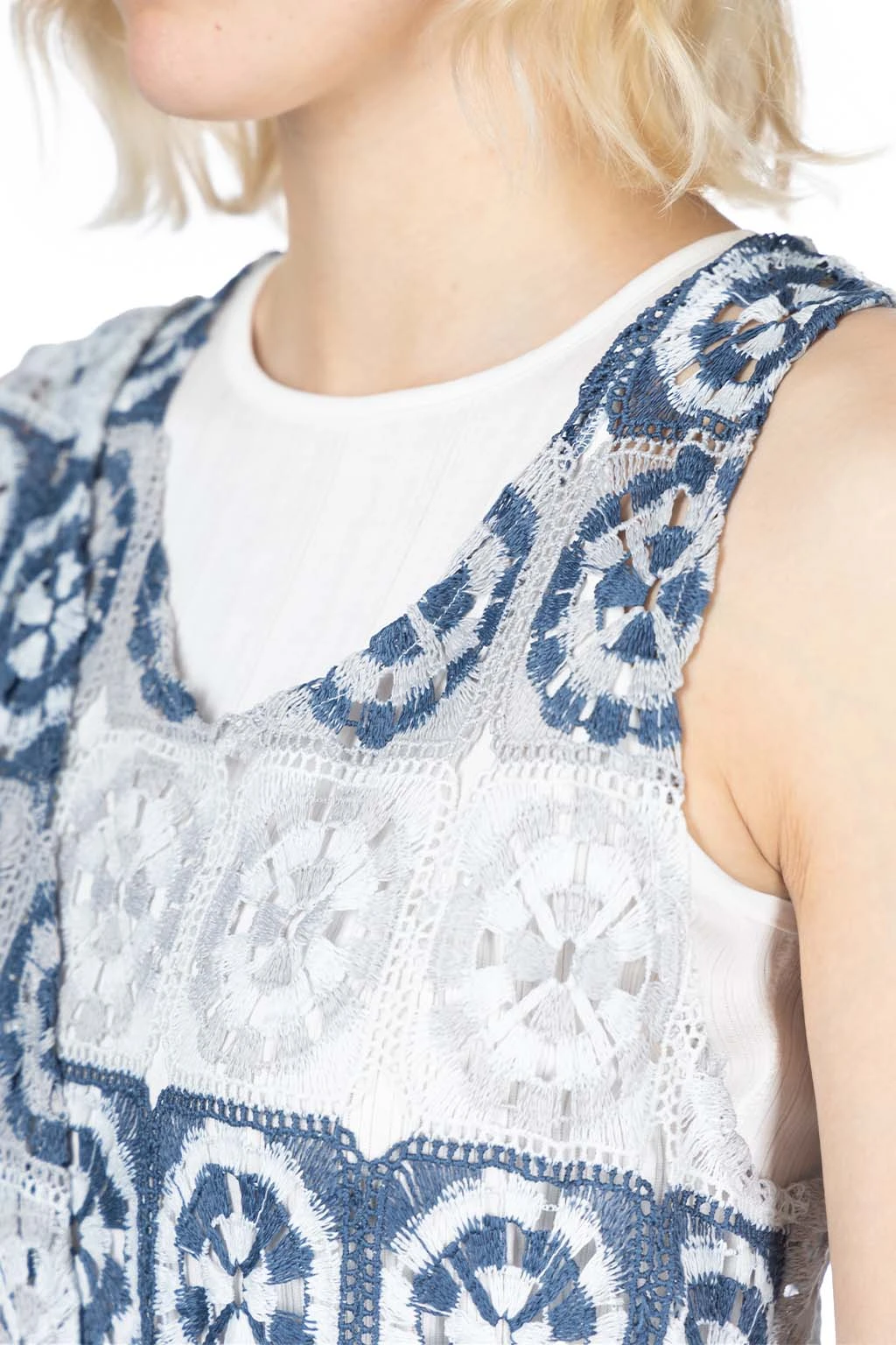 Wrap Vest Dress - Blue X Grey Poly Crochet 7 Wrap Vest Dress - Blue X Grey Poly Crochet - Image 5