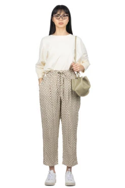 ICHI Rayon Pasley Printed Easy Pants - Natural