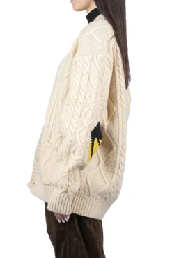 5G Wool Cable Knit Elbow-CAPITAL Cardigan - Natural -ICHI Sales Shop Kapital 5G Wool Cable Knit Elbow CAPITAL Cardigan Natural K2211KN138 NAT ac 03 w