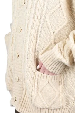 5G Wool Cable Knit Elbow-CAPITAL Cardigan - Natural -ICHI Sales Shop Kapital 5G Wool Cable Knit Elbow CAPITAL Cardigan Natural K2211KN138 NAT ac 07 w
