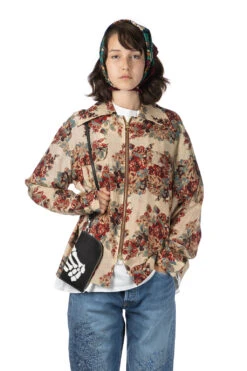 Silk Rayon CHAMPETRE MARIA DRIZZLE Open Collar Shirt - Natural