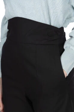 Back String Cotton Flare Trousers - Black -ICHI Sales Shop Mame Kurogouchi Back String Cotton Flare Trousers Black MM24SS PT066 BK noe 2005