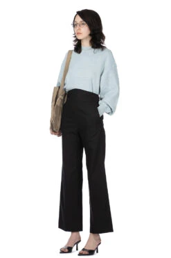 Back String Cotton Flare Trousers - Black -ICHI Sales Shop Mame Kurogouchi Back String Cotton Flare Trousers Black MM24SS PT066 BK noe 2008