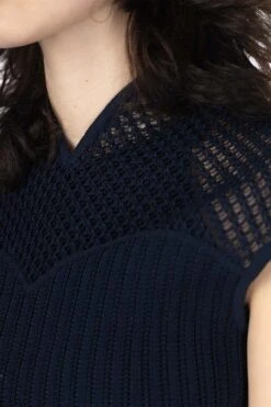 Cotton Lace Sleeveless Knitted Top - Navy -ICHI Sales Shop Mame Kurogouchi Cotton Lace Sleeveless Knitted Top Navy MM24SS KN063 NV noe 2005