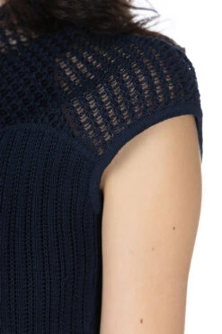 Cotton Lace Sleeveless Knitted Top - Navy -ICHI Sales Shop Mame Kurogouchi Cotton Lace Sleeveless Knitted Top Navy MM24SS KN063 NV noe 2006