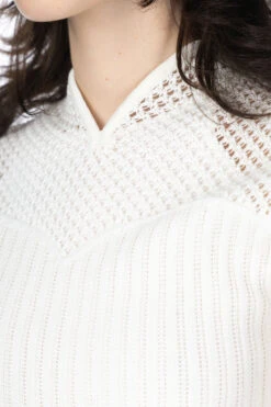 Cotton Lace Sleeveless Knitted Top - White -ICHI Sales Shop Mame Kurogouchi Cotton Lace Sleeveless Knitted Top White MM24SS KN063 WH noe 05