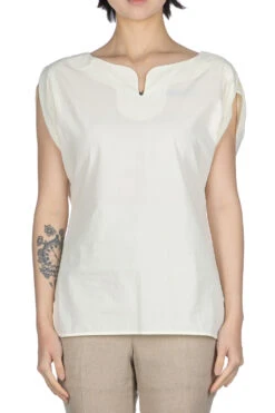 ICHI Sales Shop -ICHI Sales Shop Mame Kurogouchi Dry Touch Cotton Blouse Ecru MM23PF SH722 noe 02