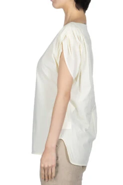 Dry Touch Cotton Blouse - Ecru -ICHI Sales Shop Mame Kurogouchi Dry Touch Cotton Blouse Ecru MM23PF SH722 noe 03