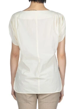 Dry Touch Cotton Blouse - Ecru -ICHI Sales Shop Mame Kurogouchi Dry Touch Cotton Blouse Ecru MM23PF SH722 noe 04