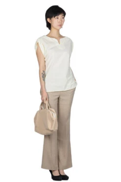 Dry Touch Cotton Blouse - Ecru -ICHI Sales Shop Mame Kurogouchi Dry Touch Cotton Blouse Ecru MM23PF SH722 noe 08