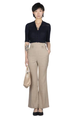 Linen Touch Triacetate Suits Trousers - Beige