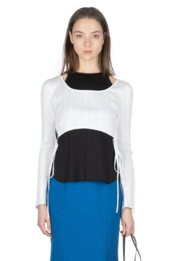 Random Ribbed Cotton Cropped Top - White