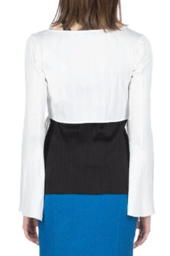 Random Ribbed Cotton Cropped Top - White -ICHI Sales Shop Mame Kurogouchi Random Ribbed Cotton Cropped Top White MM24SS JS051 WH noe 04