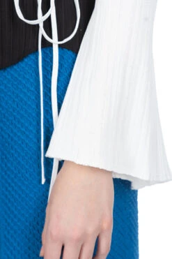 Random Ribbed Cotton Cropped Top - White -ICHI Sales Shop Mame Kurogouchi Random Ribbed Cotton Cropped Top White MM24SS JS051 WH noe 06