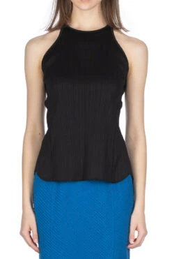 ICHI Sales Shop -ICHI Sales Shop Mame Kurogouchi Random Ribbed Cotton Sleeve Top Black MM24SS JS052 BLK noe 51