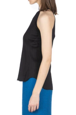 Random Ribbed Cotton Sleeve Top - Black -ICHI Sales Shop Mame Kurogouchi Random Ribbed Cotton Sleeve Top Black MM24SS JS052 BLK noe 52