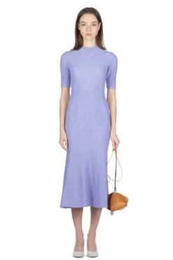 Shirring Jersey Jacquard Mermaid Dress - Purple