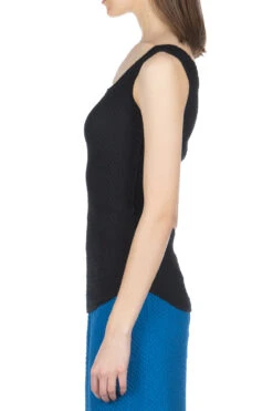 Shirring Jersey Jacquard Sleeveless Top - Black -ICHI Sales Shop Mame Kurogouchi Shirring Jersey Jacquard Sleeveless Top Black MM24SS JS015 BLK 52