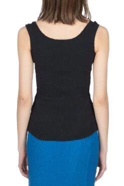 Shirring Jersey Jacquard Sleeveless Top - Black -ICHI Sales Shop Mame Kurogouchi Shirring Jersey Jacquard Sleeveless Top Black MM24SS JS015 BLK 53