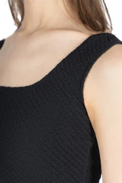 Shirring Jersey Jacquard Sleeveless Top - Black -ICHI Sales Shop Mame Kurogouchi Shirring Jersey Jacquard Sleeveless Top Black MM24SS JS015 BLK 54