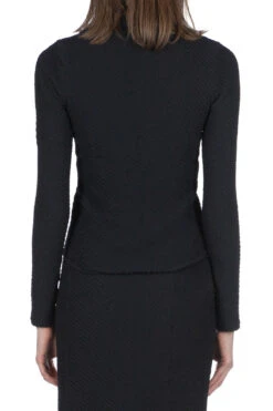 Shirring Jersey Jacquard Top - Black -ICHI Sales Shop Mame Kurogouchi Shirring Jersey Jacquard Top Black MM24SS JS014 BLK 24 w