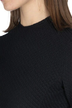 Shirring Jersey Jacquard Top - Black -ICHI Sales Shop Mame Kurogouchi Shirring Jersey Jacquard Top Black MM24SS JS014 BLK 25 w