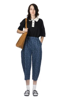 Antique Flower Broadway Egg Pants - Navy