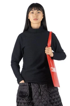 Jacquard Turtleneck Pullover - Black