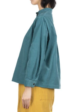 Corduroy Mao Collar Shirt - Blue Green -ICHI Sales Shop Nachukara Corduroy Mao Collar Shirt Blue Green nk535741 03